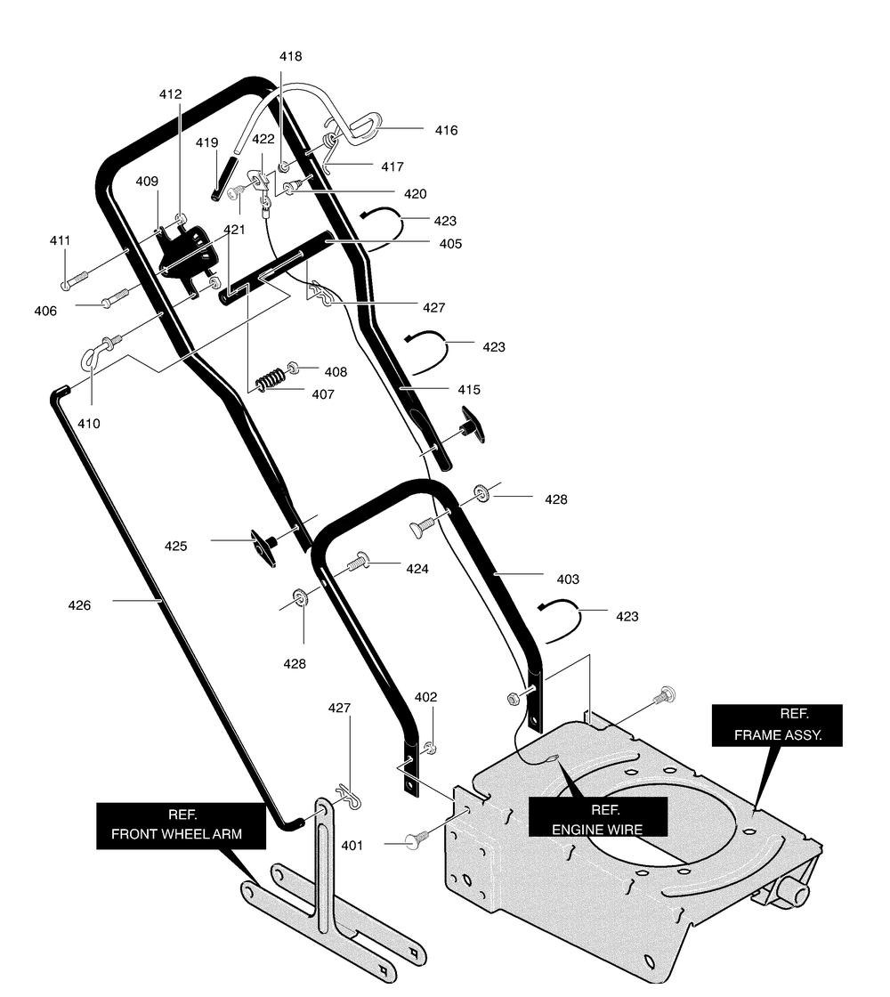 Handle Assembly Diagram and Parts List for EV3550X92NA 2003 Briggs and Stratton Edger